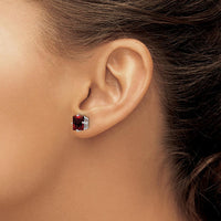 14K White Gold Princess Cut Garnet Stud Earrings - 1.90 Carat Total Gem Weight by Monteluci Fine Jewelry