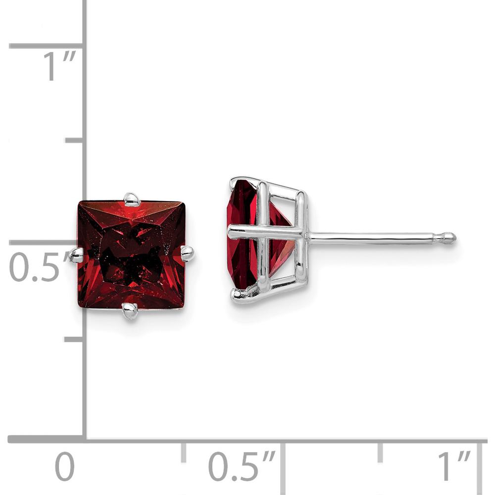 14K White Gold Princess Cut Garnet Stud Earrings - 1.90 Carat Total Gem Weight by Monteluci Fine Jewelry