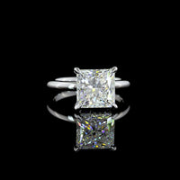 14K White Gold Princess Cut Hidden Halo Ring with 4.16 Carat E VVS2 Lab Diamond and 0.12 Carat Accent Diamonds - 4.28 Total Carat Weight - Covaloro Fine Jewelry