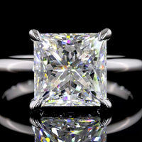 14K White Gold Princess Cut Hidden Halo Ring with 4.16 Carat E VVS2 Lab Diamond and 0.12 Carat Accent Diamonds - 4.28 Total Carat Weight - Covaloro Fine Jewelry