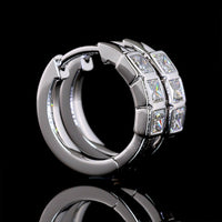 14K White Gold Princess Cut Lab Diamond Huggie Earrings with Bezel Settings - 0.93 Carat Total Weight - Covaloro Fine Jewelry