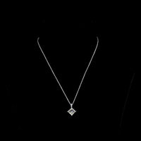 14K White Gold Princess Cut Lab Diamond Pendant with Accent Brilliant Stones - 3.83 Carat Total Diamond Weight - Covaloro Fine Jewelry