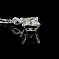 14K White Gold Princess Cut Lab Diamond Pendant with Accent Brilliant Stones - 3.83 Carat Total Diamond Weight - Covaloro Fine Jewelry