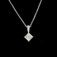 14K White Gold Princess Cut Lab Diamond Solitaire Pendant with Accent Diamonds - 2.83 Carats Total Diamond Weight - Covaloro Fine Jewelry