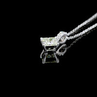 14K White Gold Princess Cut Lab Diamond Solitaire Pendant with Accent Diamonds - 2.83 Carats Total Diamond Weight - Covaloro Fine Jewelry