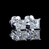 14K White Gold Princess Cut Lab Diamond Stud Earrings - 1.58 Carat Total Diamond Weight, E-F Color VS Clarity - Covaloro Fine Jewelry