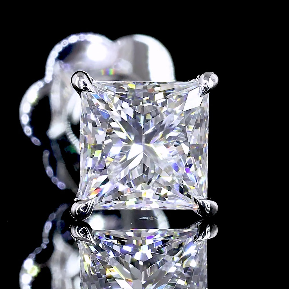 14K White Gold Princess Cut Lab Diamond Stud Earrings - 1.58 Carat Total Diamond Weight, E-F Color VS Clarity - Covaloro Fine Jewelry