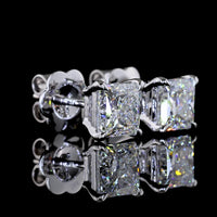 14K White Gold Princess Cut Lab Diamond Stud Earrings - 2.59 Carat Total Weight, D VVS2 Clarity, IGI Certified - Covaloro Fine Jewelry