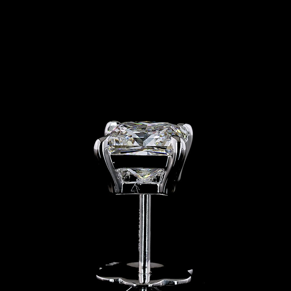 14K White Gold Princess Cut Lab Diamond Stud Earrings - 2.59 Carat Total Weight, D VVS2 Clarity, IGI Certified - Covaloro Fine Jewelry