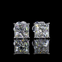 14K White Gold Princess Cut Lab Diamond Stud Earrings - 3.06 Carat Total Weight, E-F Color, VVS2 Clarity with Secure Push Backs - Covaloro Fine Jewelry