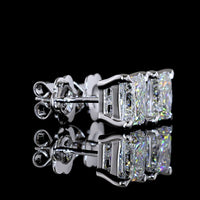 14K White Gold Princess Cut Lab Diamond Stud Earrings - 3.55 Carat Total Weight (E-F Color, VVS1 Clarity) with IGI Certification - Covaloro Fine Jewelry