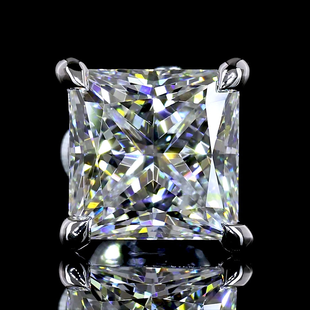 14K White Gold Princess Cut Lab Diamond Stud Earrings - 3.55 Carat Total Weight (E-F Color, VVS1 Clarity) with IGI Certification - Covaloro Fine Jewelry