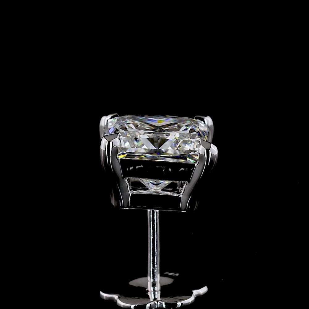 14K White Gold Princess Cut Lab Diamond Stud Earrings - 3.55 Carat Total Weight (E-F Color, VVS1 Clarity) with IGI Certification - Covaloro Fine Jewelry