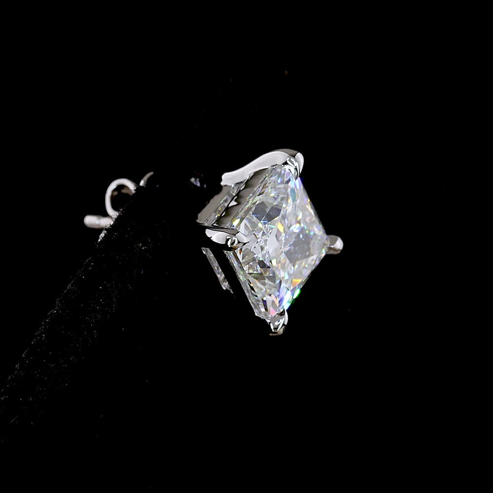 14K White Gold Princess Cut Lab Diamond Stud Earrings - 4.58 Carat Total Weight, E VVS1 to F VS1 Clarity - Covaloro Fine Jewelry