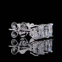 14K White Gold Princess Cut Lab Diamond Stud Earrings - D VVS2 - 1.49 Carat Total Weight - Covaloro Fine Jewelry