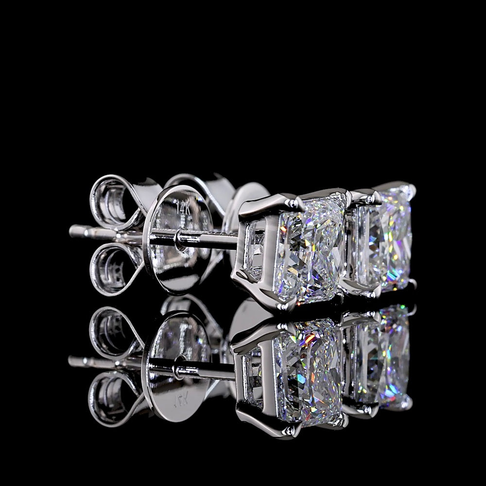 14K White Gold Princess Cut Lab Diamond Stud Earrings - D VVS2 - 1.49 Carat Total Weight - Covaloro Fine Jewelry