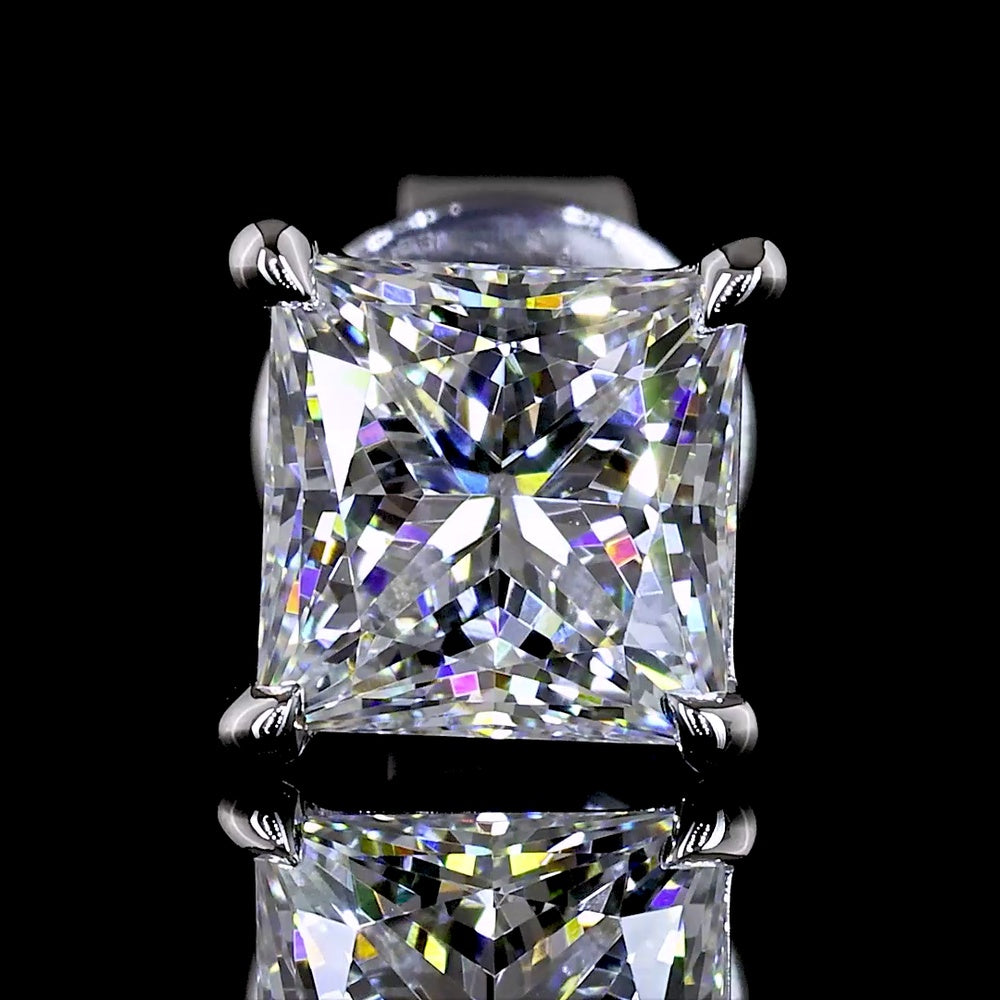 14K White Gold Princess Cut Lab Diamond Stud Earrings - D VVS2 - 1.49 Carat Total Weight - Covaloro Fine Jewelry