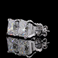 14K White Gold Princess Cut Lab Diamond Stud Earrings - Total 5.24 Carats, D-E VVS2 Clarity with IGI Certification - Covaloro Fine Jewelry