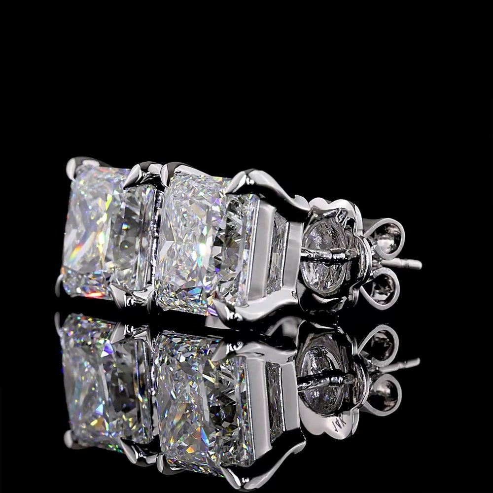 14K White Gold Princess Cut Lab Diamond Stud Earrings - Total 5.24 Carats, D-E VVS2 Clarity with IGI Certification - Covaloro Fine Jewelry