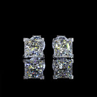 14K White Gold Princess Cut Lab Diamond Stud Earrings with Four-Prong Setting and Friction Backs - 2.07 Carat Total Diamond Weight (E-F Color, VVS2 Clarity) - Covaloro Fine Jewelry