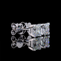 14K White Gold Princess Cut Lab Diamond Stud Earrings with Four-Prong Setting and Friction Backs - 2.07 Carat Total Diamond Weight (E-F Color, VVS2 Clarity) - Covaloro Fine Jewelry