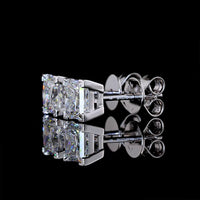 14K White Gold Princess Cut Lab Diamond Stud Earrings with Four-Prong Setting and Friction Backs - 2.07 Carat Total Diamond Weight (E-F Color, VVS2 Clarity) - Covaloro Fine Jewelry