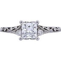 14K White Gold Princess Cut Leo Diamond Engagement Ring - 0.83 Carats Total Diamond Weight