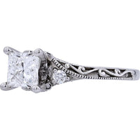 14K White Gold Princess Cut Leo Diamond Engagement Ring - 0.83 Carats Total Diamond Weight