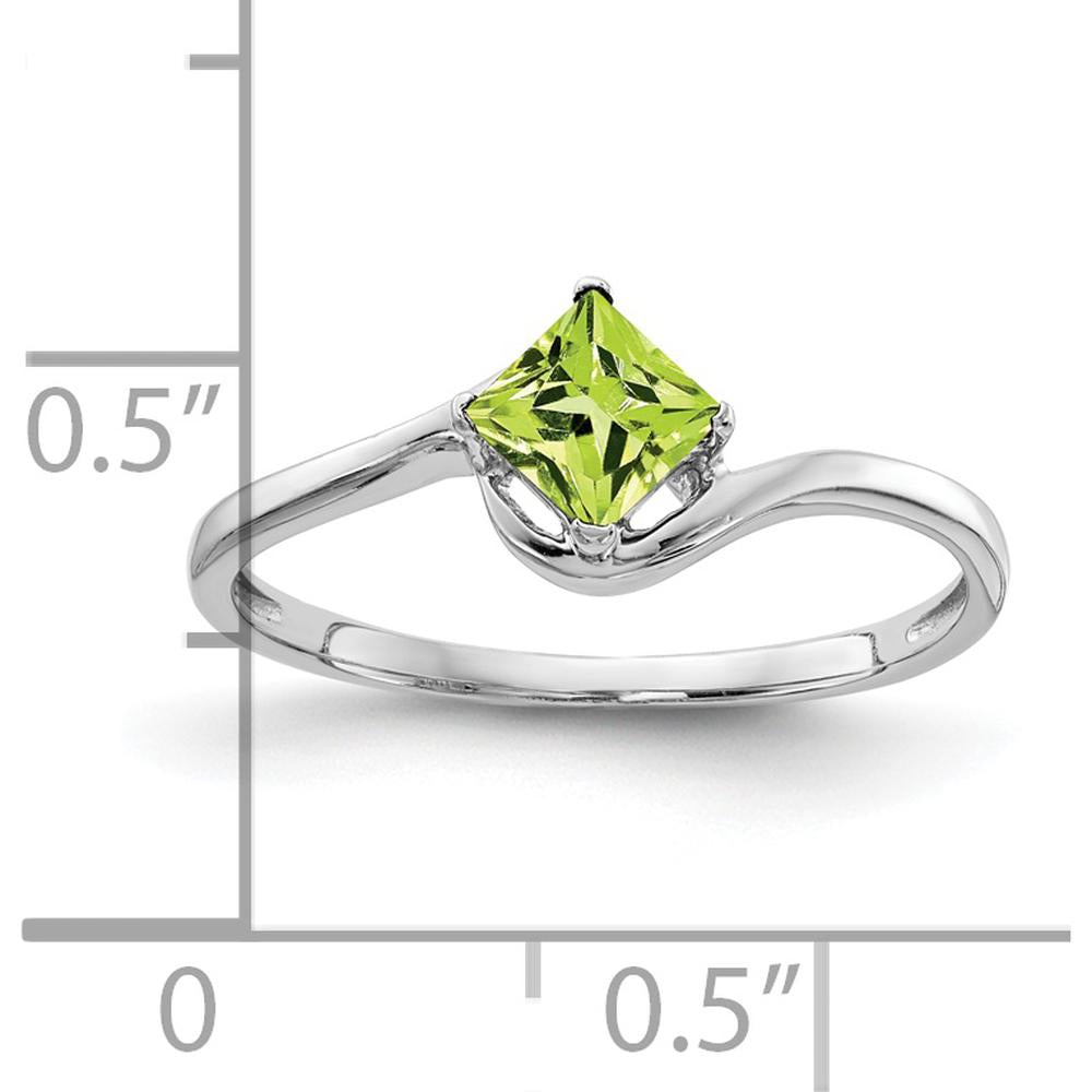 14K White Gold Princess Cut Peridot Ring - 0.40 Carat Green Peridot by Monteluci Fine Jewelry