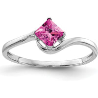 14K White Gold Princess Cut Pink Sapphire Ring - 0.4 Carat Natural Sapphire by Monteluci Fine Jewelry
