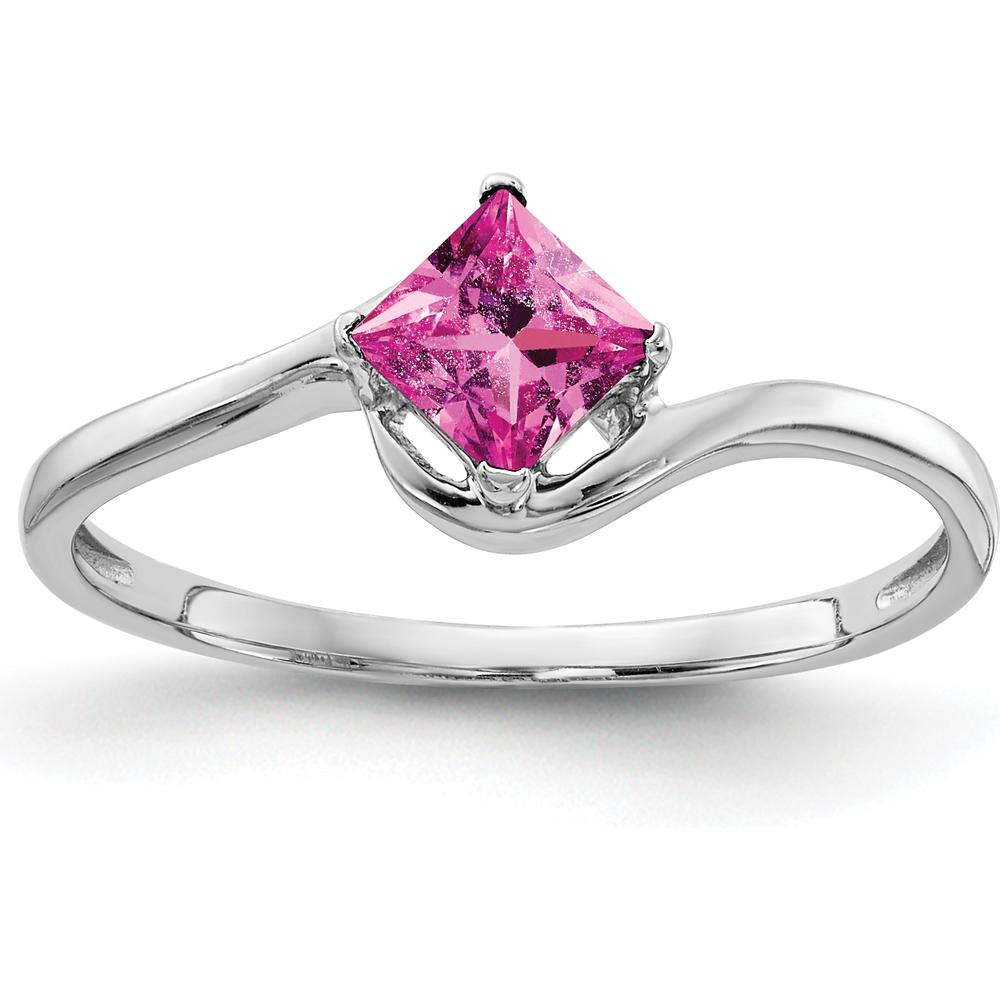 14K White Gold Princess Cut Pink Sapphire Ring - 0.4 Carat Natural Sapphire by Monteluci Fine Jewelry
