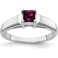 14K White Gold Princess Cut Rhodolite Garnet Ring - 0.45 Carat Total Gem Weight by Monteluci Fine Jewelry