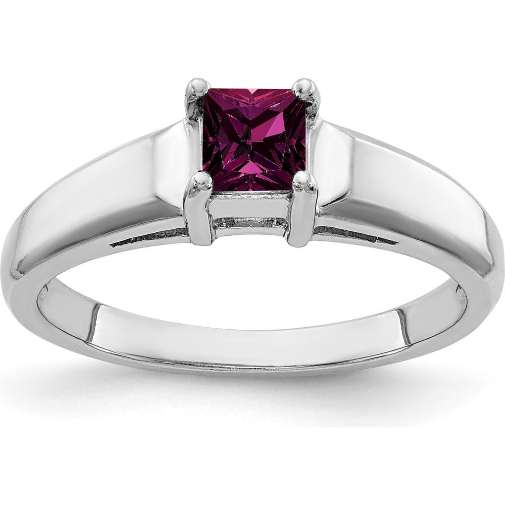 14K White Gold Princess Cut Rhodolite Garnet Ring - 0.45 Carat Total Gem Weight by Monteluci Fine Jewelry
