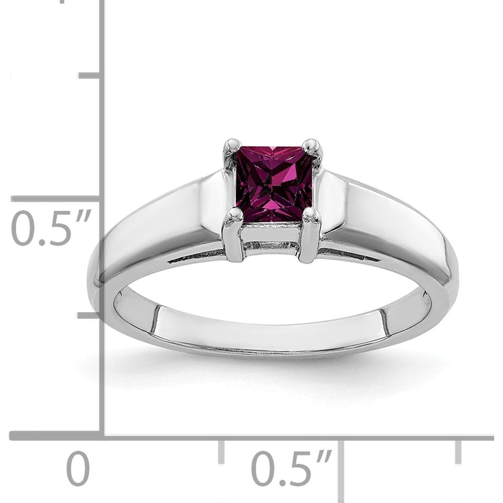 14K White Gold Princess Cut Rhodolite Garnet Ring - 0.45 Carat Total Gem Weight by Monteluci Fine Jewelry