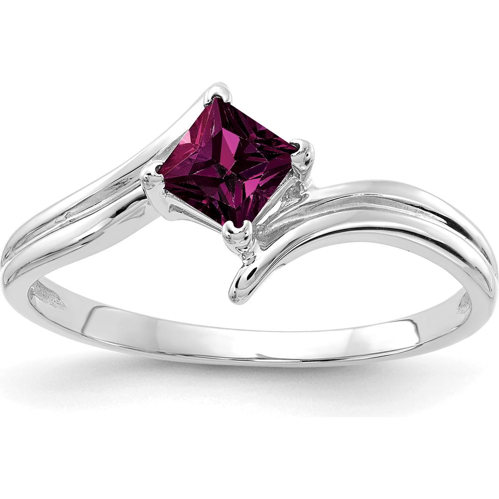 14K White Gold Princess Cut Rhodolite Garnet Ring - 0.45 Carat Total Gem Weight by Monteluci Fine Jewelry