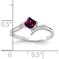 14K White Gold Princess Cut Rhodolite Garnet Ring - 0.45 Carat Total Gem Weight by Monteluci Fine Jewelry