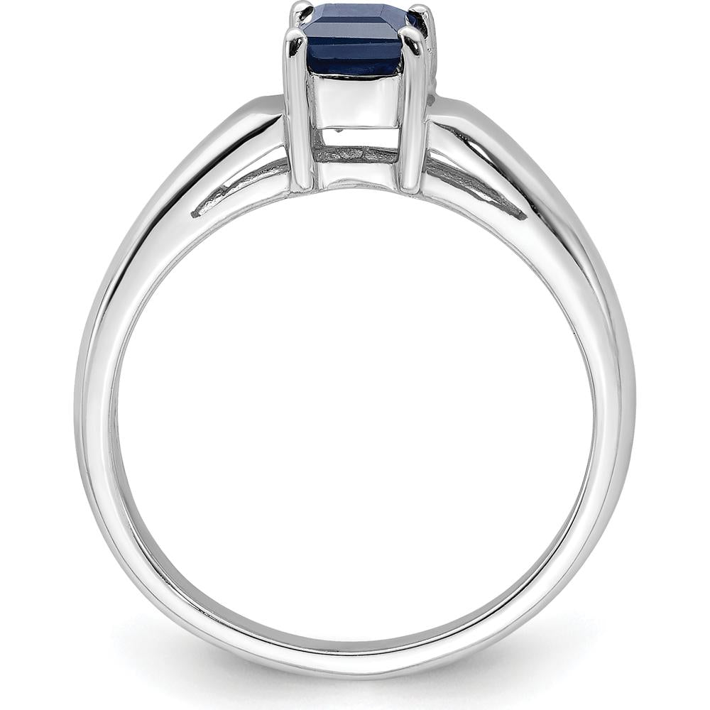14K White Gold Princess Cut Sapphire Ring - 0.48 Carat Blue Sapphire by Monteluci Fine Jewelry