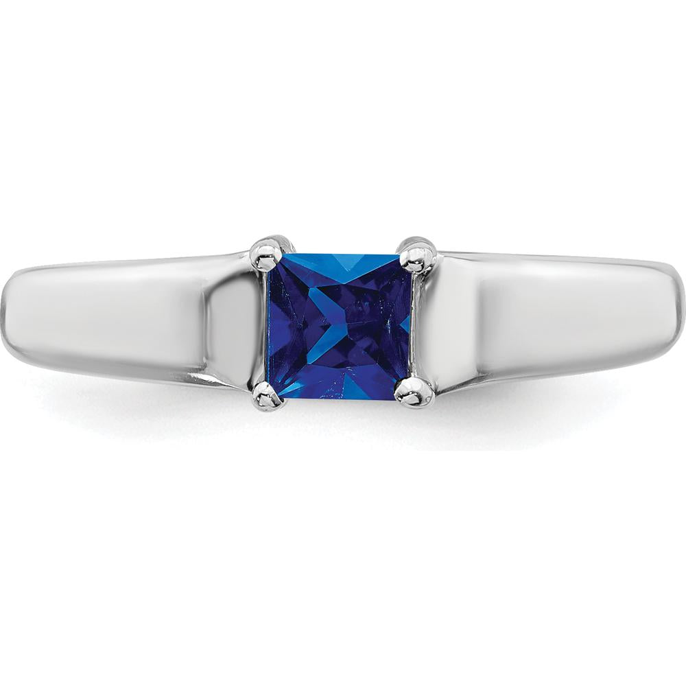 14K White Gold Princess Cut Sapphire Ring - 0.48 Carat Blue Sapphire by Monteluci Fine Jewelry