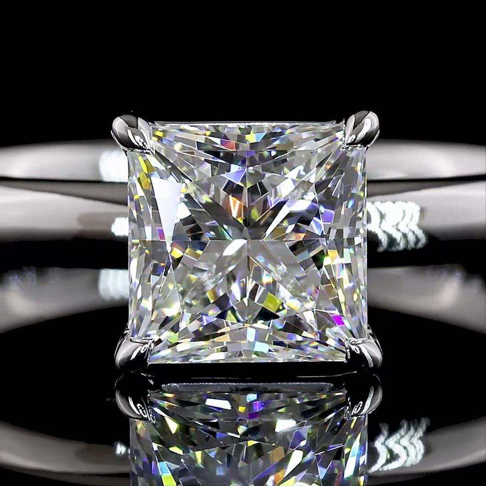 14K White Gold Princess Cut Solitaire Engagement Ring with 1.51 Carat Lab Grown Diamond - E VVS2 Color Clarity - IGI Certified - Covaloro Fine Jewelry