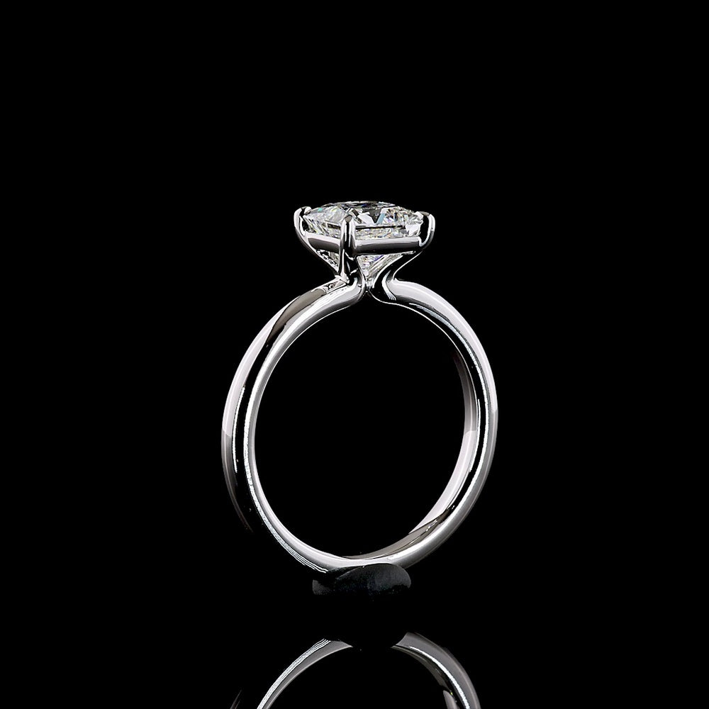 14K White Gold Princess Cut Solitaire Engagement Ring with 1.51 Carat Lab Grown Diamond - E VVS2 Color Clarity - IGI Certified - Covaloro Fine Jewelry