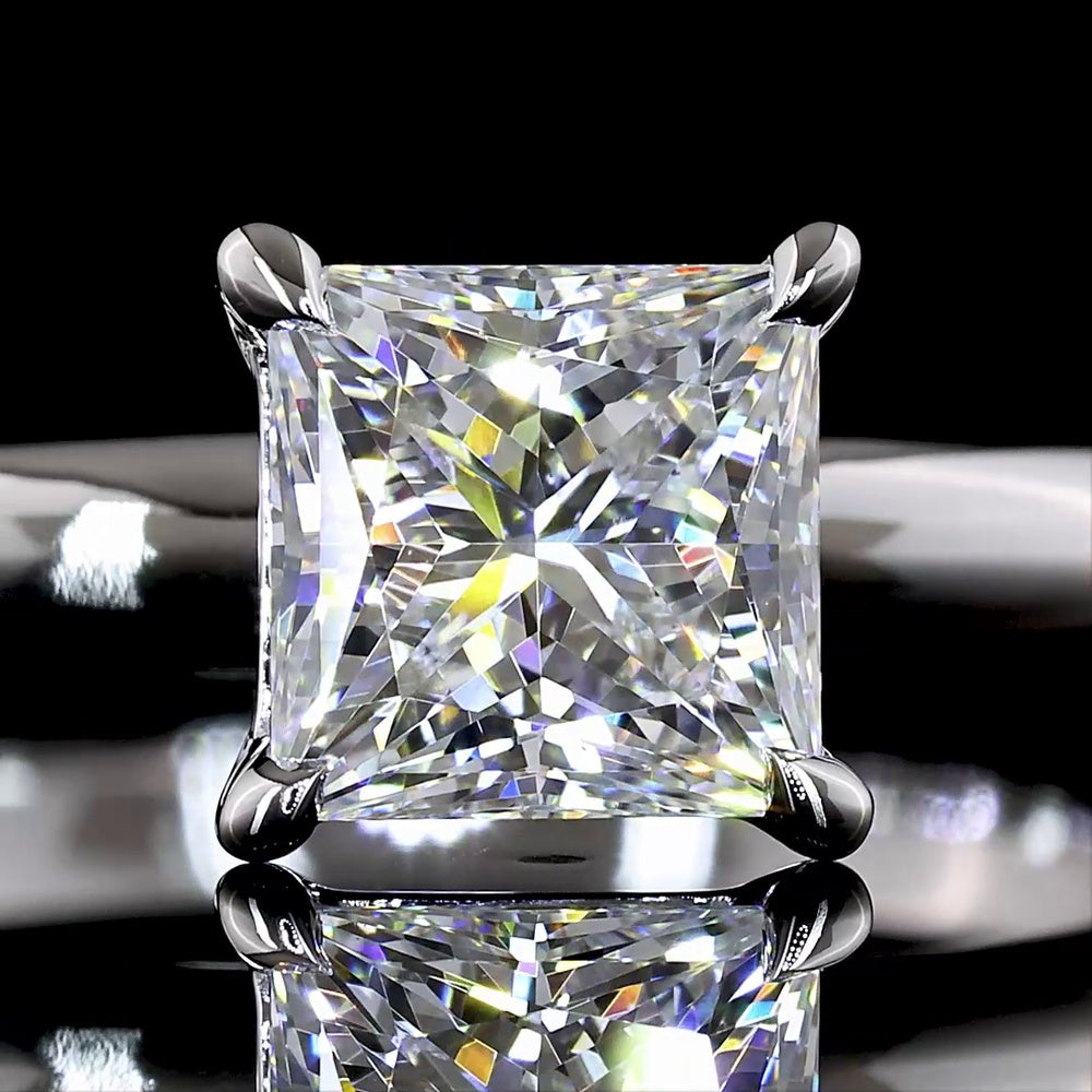 14K White Gold Princess Cut Solitaire Ring with 1.02 Carat Lab Diamond (E-F Color, VVS2 Clarity) - IGI Certified - Covaloro Fine Jewelry