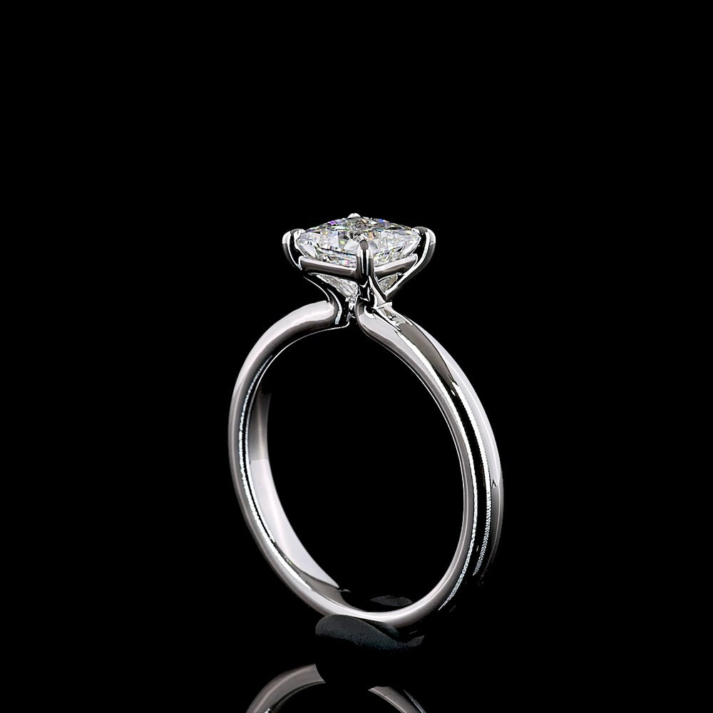 14K White Gold Princess Cut Solitaire Ring with 1.02 Carat Lab Diamond (E-F Color, VVS2 Clarity) - IGI Certified - Covaloro Fine Jewelry