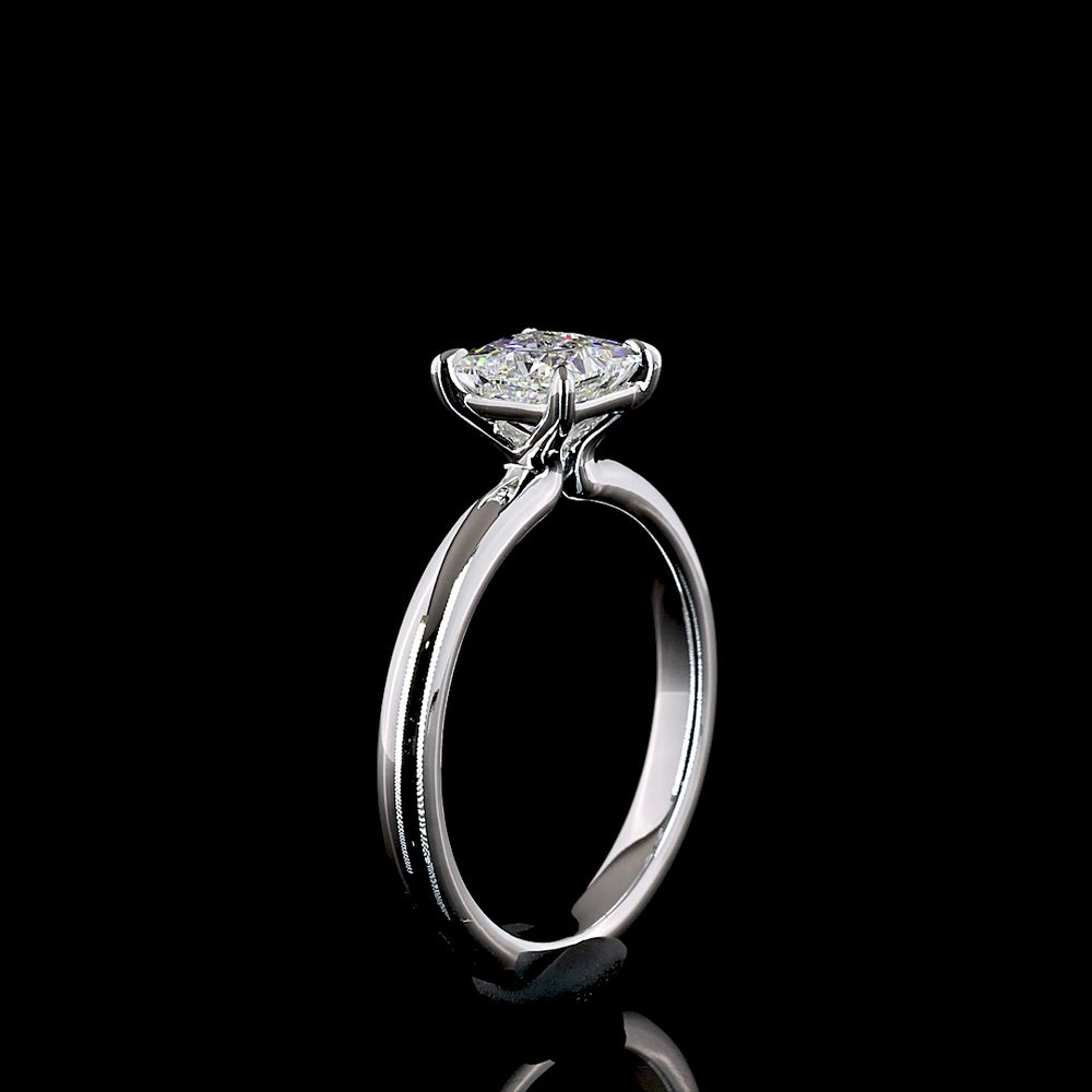 14K White Gold Princess Cut Solitaire Ring with 1.02 Carat Lab Diamond (E-F Color, VVS2 Clarity) - IGI Certified - Covaloro Fine Jewelry