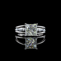 14K White Gold Princess Cut Solitaire Ring with 2.01 Carat Lab Grown Diamond - E-F Color VS1 Clarity - Covaloro Fine Jewelry