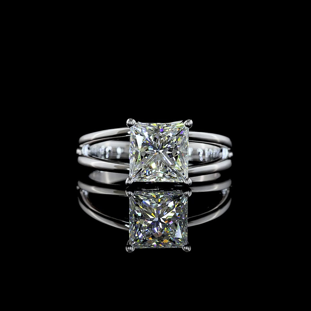 14K White Gold Princess Cut Solitaire Ring with 2.01 Carat Lab Grown Diamond - E-F Color VS1 Clarity - Covaloro Fine Jewelry