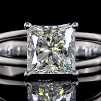 14K White Gold Princess Cut Solitaire Ring with 2.01 Carat Lab Grown Diamond - E-F Color VS1 Clarity - Covaloro Fine Jewelry