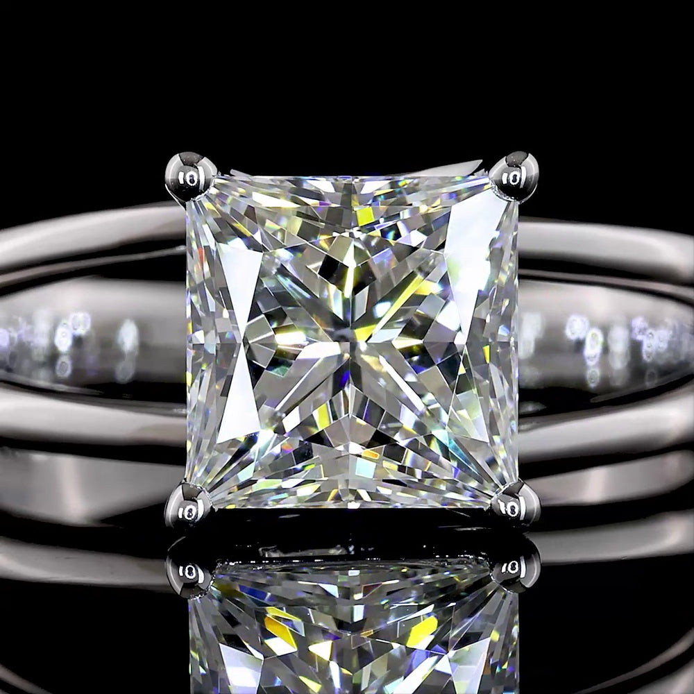 14K White Gold Princess Cut Solitaire Ring with 2.01 Carat Lab Grown Diamond - E-F Color VS1 Clarity - Covaloro Fine Jewelry