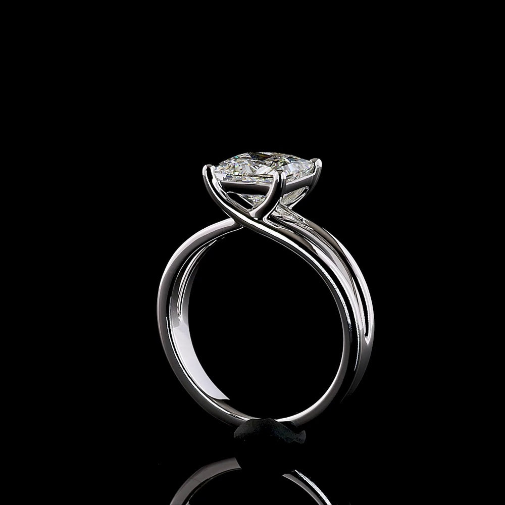 14K White Gold Princess Cut Solitaire Ring with 2.01 Carat Lab Grown Diamond - E-F Color VS1 Clarity - Covaloro Fine Jewelry