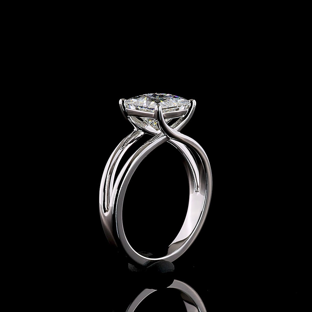 14K White Gold Princess Cut Solitaire Ring with 2.01 Carat Lab Grown Diamond - E-F Color VS1 Clarity - Covaloro Fine Jewelry