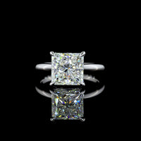 14K White Gold Princess Cut Solitaire Ring with 4.10 Carat Lab Grown Diamond - E-F Color VVS2 Clarity IGI Certified - Covaloro Fine Jewelry